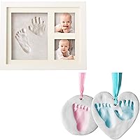 Bubzi Co Baby Footprint & Handprint Frame & Ornament Set Baby Girl Gifts & Baby Boy Gifts, Unique Baby Shower Gifts, Personalized Baby Gifts for Baby Registry, Keepsake Box for Room Wall Nursery Decor