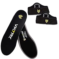 VKTRY Performance Insoles - Silver VKs- Carbon Fiber Shock Absorbing Sport Shoe Insoles for Amateur Running, Basketball, Athletics US: Men 10-10.5, Women 12-12.5 and Booster Strap Accessory Large