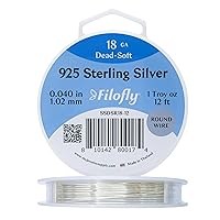 18 Gauge, 925 Sterling Silver Wire, Dead Soft, Round, 1 Troy oz (12 FT)