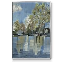Renditions Gallery Abstract Nature Art Silver Floater Frame Home Paintings & Prints Enchanted Forest along the Lake Canvas Wall Decorations for Bedroom Classroom Office - 17