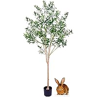 JUSTOYOU Artificial Olive Tree 6 Feet Fake Topiary Olive Trees Faux Tree Plants in Pot Olive Fruits and Leaves Tree for Indoor Outdoor Decor Home Office Garden Modern Decoration Housewarming Gift