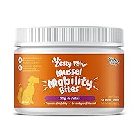 Zesty Paws New Zealand Green Lipped Mussel Bites for Dogs - 500 mg Dog Hip & Joint Support Supplement Soft, 90 Count, Assorted