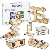 Poraxy 6 in 1 STEM Kits, Science Experiment Projects for Kids Ages 8-12, Educational 3D Wooden Puzzles Crafts Building Kits, Toys for Age 8-13, Gifts for Boys and Girls 8 9 10 11 12 13 Years Old
