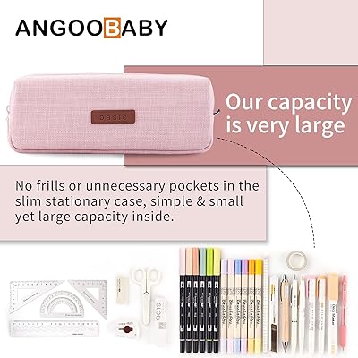 ANGOOBABY Small Pencil Case Student Pencil Pouch Coin Pouch Cosmetic Bag  Office Stationery Organizer For Teen School-Grey Green