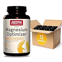 Jarrow Formulas Magnesium Optimizer Dietary Supplement, Supports Nerve, Muscle Function and Bone Health, 200 Tablets, 100 Day Supply Pack of 12