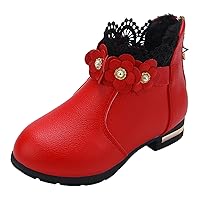 Little/big Kids Shoes Fashion Boots Shoes Plush Low Tube 3D Flowers Print Leather Boots Girls Leopard Shoes