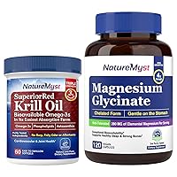 Krill Oil and Magnesium Glycinate Bundle, Professional Grade, Non-GMO, Joint, Heart, Blood, Brain, Sleep & Bone Health
