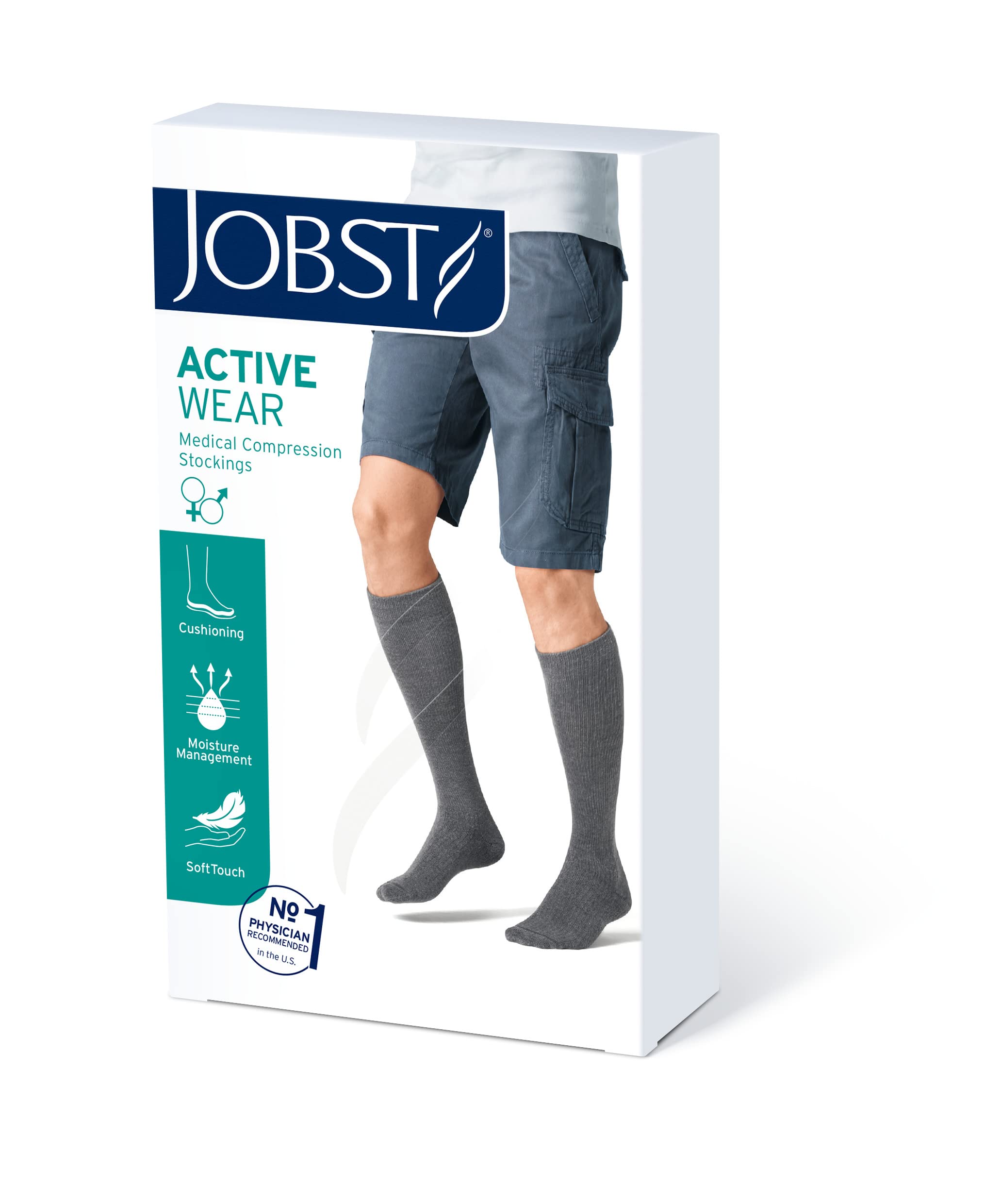 JOBST Activewear 20-30 mmHg Knee High Compression Socks, Medium, Cool Black