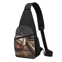 Sling Bag Crossbody for Women Fanny Pack Baseball on Wooden Chest Bag Daypack for Hiking Travel Waist Bag