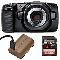 Blackmagic Design Pocket Cinema Camera 4K - Bundled with SanDisk 128GB SDXC Memory Card, and Extra Green Extreme LP-E6N Rechargeable Lithium-Ion Battery Pack and USB Charger