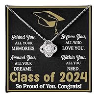 Class of 2024 Graduation Necklace Gift For Daughter, Love Knot Necklace Gift For Daughter, Granddaughter, Niece Sister On PhD Graduation Gift Graduating, High School College, Senior Class Of 2024