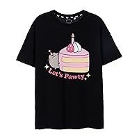 Pusheen Let's Pawty Black Women's T-Shirt | Playful The Cat Design | Adorable Cat Merchandise