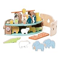 Classic World Noah's Ark 16Pcs Wooden Toy Playset for Kids from 18 Months