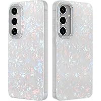 LONLI Hue - for Samsung Galaxy S24 Case - White Pearl Tort - Unique, Elegant and Aesthetic Shockproof Cover for Women, Girls and Men (2024)