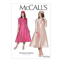 McCall's Patterns McCall's The Archive Collection Women's Fitted Lined Vintage Dress Sewing Patterns, Sizes 6-14, 6-8-10-12-14, White