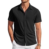 COOFANDY Mens Casual Wrinkle Free Shirts Short Sleeve Button Down Summer Stretch Dress Shirt