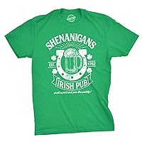 Mens Shenanigans Irish Pub T Shirt Funny Saint Patricks Day St Cool Drinking Tee