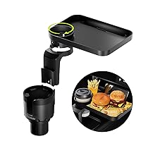 Car Cup Holder Tray -Expander- 3 in 1 Detachable Food Table Tray with Solid Base - Road Trip Essentials Accessories Gadgets - Fits Yeti, Hydro Flask 32/40 oz