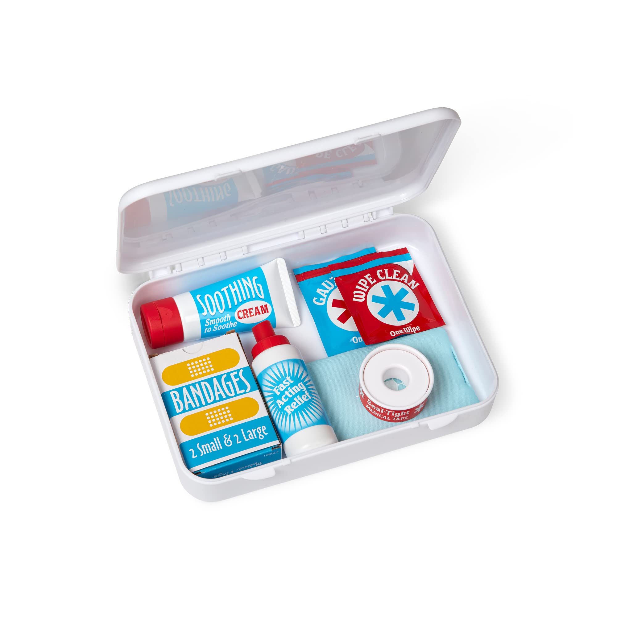 Melissa & Doug Get Well First Aid Kit Play Set – 25 Toy Pieces - Pretend Play Reusable Bandages