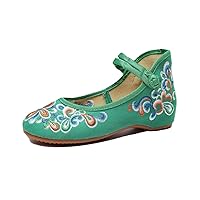 TRC Spring and Autumn Canvas Colorful Frog Embroidered Cloth Shoes Women's Flat Shoes Women's Mary Jane Shoes Single Shoes