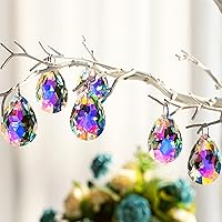 10pcs 50mm Chandelier Crystal Prisms Pendants,Colorful Bauhinia Ornament Chandelier Parts,Suncatcher Hanging Crystals for Lamp Window Christmas Tree Decoration