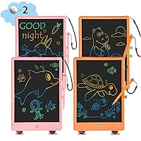 LCD Writing Tablet, 4pack 10 Inch Colorful Drawing Pad for Kids, Reusable Doodle Board with Erase Button (2pcs Pink & 2pcsOrange)