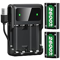 2x2600mAh High Capacity Rechargeable Battery Pack for Xbox Controllers,WEGWANG Fast Charging Controller Battery Pack with Xbox One/Xbox Series X|S Xbox One S/Xbox One X/Xbox One Elite Controller