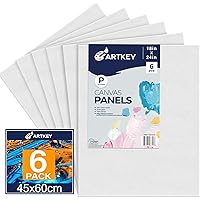 Canvas Panels 18x24 Inch 6-Pack, 10 oz Primed 100% Cotton Large Canvases for Painting, White Blank Flat Canvas Boards for Oil Acrylics Watercolor & Tempera Paints