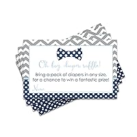 Paper Clever Party Bow Tie Diaper Raffle Tickets for Baby Shower Games, Invitation Insert Cards, 2x3.5, 25 Pack