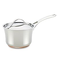 Anolon Nouvelle Stainless Steel Sauce Pan/Saucepan with Lid, 3.5 Quart, Silver
