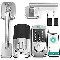 WiFi Front Door Lock Set - SMONET Fingerprint Keyless Entry Smart Locks Handle Set, Digital Remote Control Keypad Bluetooth Alexa Deadbolt Lockset with Auto Lock, Code, Fob, App for Rental,Silver