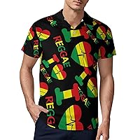 I Love Reggae Heart Men's Polo Shirt Short Sleeve Sport Shirts Casual Golf T-Shirt for Work Fishing