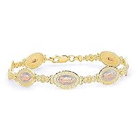 The World Jewelry Center 14k REAL Tri Color Gold Guadalupe Bracelet - 7.5