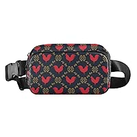 Rooster Belt Bag for Women Men Water Proof Small Fanny Pack with Adjustable Shoulder Tear Resistant Fashion Waist Packs for Outdoor Sports