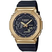 Casio G-SHOCK GA-2100 Series Men's Carbon Core Guard Digital Analog Combination Model, Metal Covered (Black x Gold)