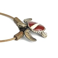 Dive Turtle Necklace for Men and Women- Bronze Hawksbill Turtle Dive Pendant, Dive Flag Necklace for Women and Men, Scuba Diving Jewelry, Gifts for Divers
