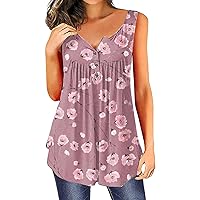 Tunic Casual Spring Blouse Womens Short Sleeve Skiing Loose Fit V Neck Shirt Button-Down Cool Flower