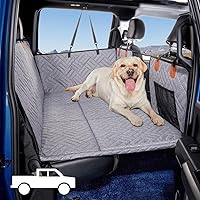 Dog Back Seat Extender for Truck,Truck Dog Seat Cover Back Seat,Dog Hammock for Truck,Dog Bed for Truck,Non Inflatable Car Bed Mattress Pet Seat Covers for F150/RAM1500/Silverado (Gray)