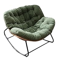 Outdoor Patio Rocking Chair, Indoor Rattan Rocker Egg Chair, Padded Cushion Rocker Recliner Chair Outdoor, Modern Lounge Chair for Front Porch, Balcony, Garden, Lawn, Living Room ( Color : Dark green
