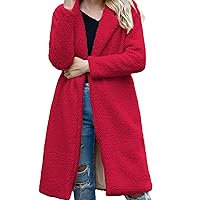 Women's Fleece Jacket Winter Fashion Mid-Length Lmitation Lamb Wool Loose Hairy Coat, S-2XL