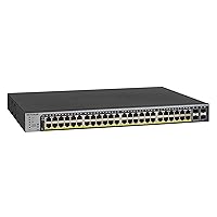 NETGEAR 52-Port PoE Gigabit Ethernet Smart Switch (GS752TP) - Managed, Optional Insight Cloud Management, 48 x PoE+ @ 380W, 4 x 1G SFP, Desktop or Rackmount, and Limited Lifetime Protection