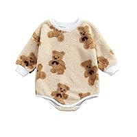 MoZiKQin Baby Girl Boy Crewneck Sweatshirt Oversized Sweater Romper Long Sleeve Pullover Top Cute Fall Winter Clothes
