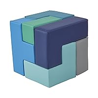 ECR4Kids SoftZone Brainy Building Blocks, Foam Puzzle, Contemporary, 7-Piece