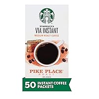 VIA Instant Coffee—Medium Roast Coffee—Pike Place Roast—100% Arabica—1 box (50 packets)
