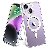 for iPhone 13 Case & iPhone 14 Case with Magnetic Invisible Stand Compatible with MagSafe Protective Crystal Clear iPhone 13 & 14 Phone Case 6.1