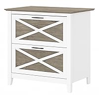 Bush Furniture Key West 2 Lateral File Cabinet | Document Storage for Home Office | Accent Chest with Drawers, Casual, Pure White and Shiplap Gray