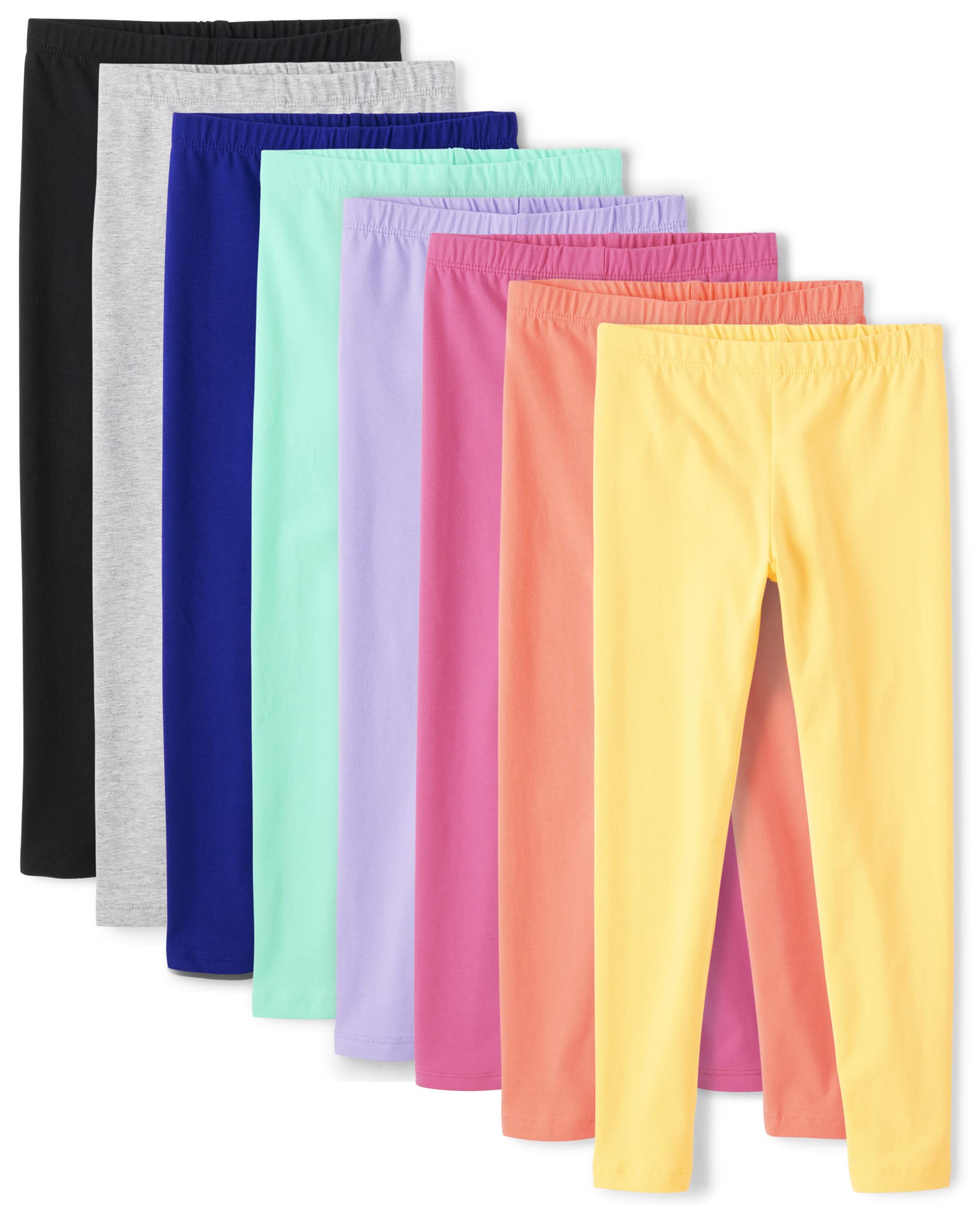 The Children's Place Girls' Solid Leggings 8-Pack, French Rose Multi Color, Small (5/6)