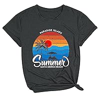 Women's Summer Tee Shirt Crew Neck Sunset Graphic Shirts Casual Basic Beach Tops Cozy Trendy Cute T-Shirt Tunic