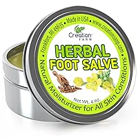 Foot Salve - Large 4 Oz Tin of Herb Foot Balm Cream Ointment - Mejor cuidado de Los pies With Peppermint & Tea Tree by Creation Farm