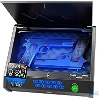 Gun Safes, Biometric Pistol Safe with LCD Display of Temperature Humidity USB Port, Gun Safes 3 Ways Quick Access Fingerprint Handgun Safe for Nightstand Car